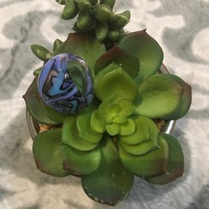 Purple Clear Blue Hippie Psychedelic Swirly Ring